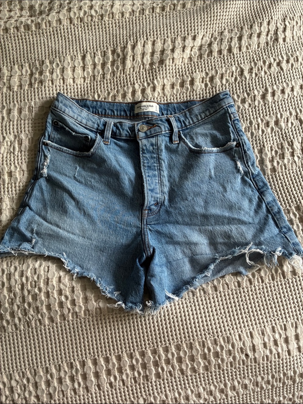 Abercrombie & Fitch Light Wash High-Rise Denim Dad Shorts